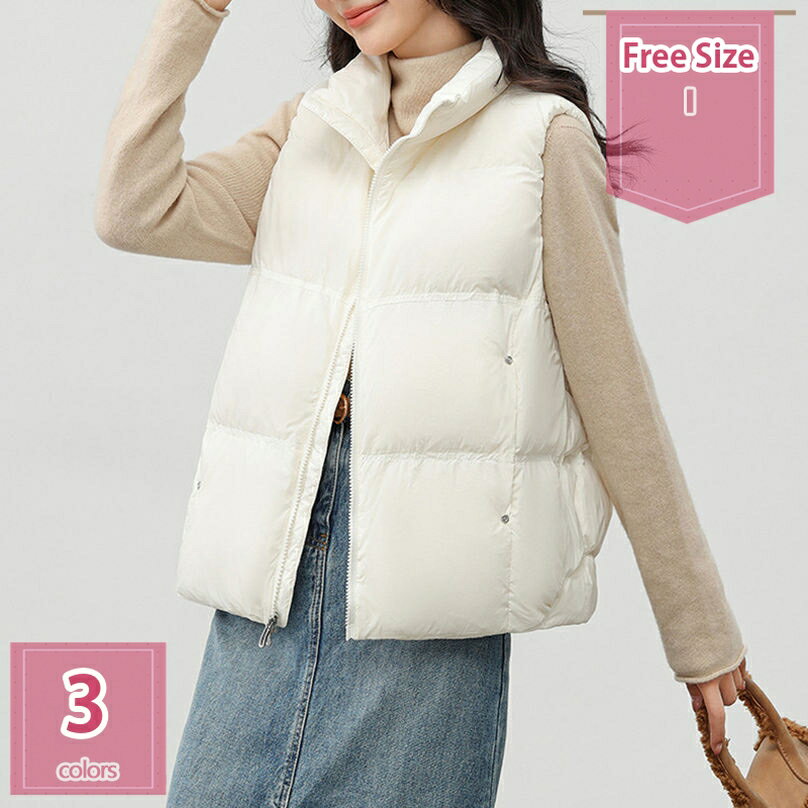 ダウンベスト レディース 秋冬 軽量 おしゃれ トップス アウター 羽織り ダウンジャケット ノースリブ 中綿 大きいサイズ カジュアル 立ち襟 防寒 暖かい 20代 30代 40代 50代 きれいめ 着痩せ効果 通勤 通学 holosbird-goods1
