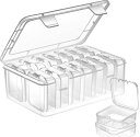 【COOLPIPIT】 収納ケース 小 白色 半透明 部品 アクセサリー パーツ 収納箱 プラスチック 小物入れ 正方形 14個セット ケース付き(3)