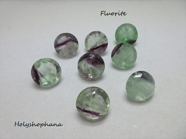 フローライト　マルチカラー　天然石ルース　大粒ラウンドカット　パープルライン入りタイプ