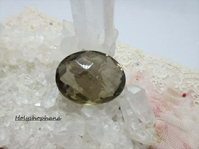 天然石ルース、カボション　スモーキークォーツ　オーバルファセットカットのサムネイル