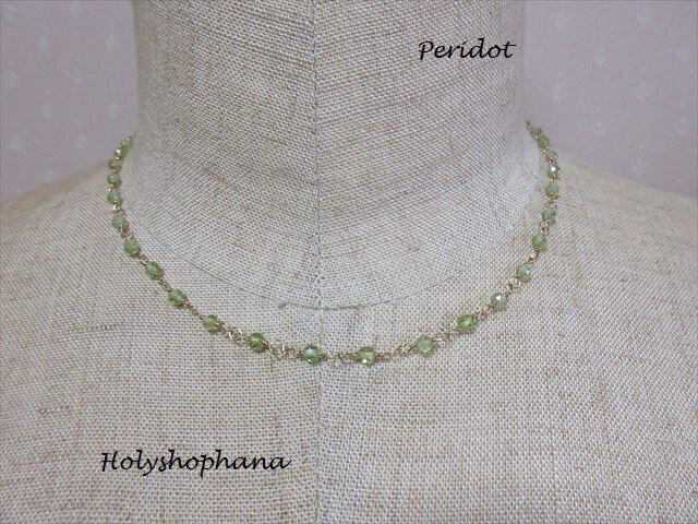 天然石ルース　ワイヤージュエリー　　ペリドット