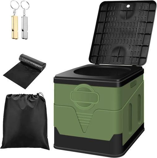 CAMPWAY簡易トイレ携帯トイレ便座非常用車中泊グッズ折りたたみ処理袋12枚付蓋付き緊急トイレ防災トイ..