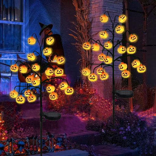 ガーデンライトソーラー屋外防水ハロウィン飾りカボチャ装飾イルミネーションライトかぼちゃライト2個セット自動点灯消灯省エネ照明飾りおしゃれ装飾小道具撮影お化け屋敷お庭雰囲…