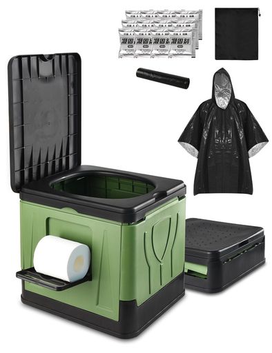 非常用トイレ災害用簡易トイレ折りたたみ防災グッズ緊急用レインコート付きプライバシー保護低体温を防..