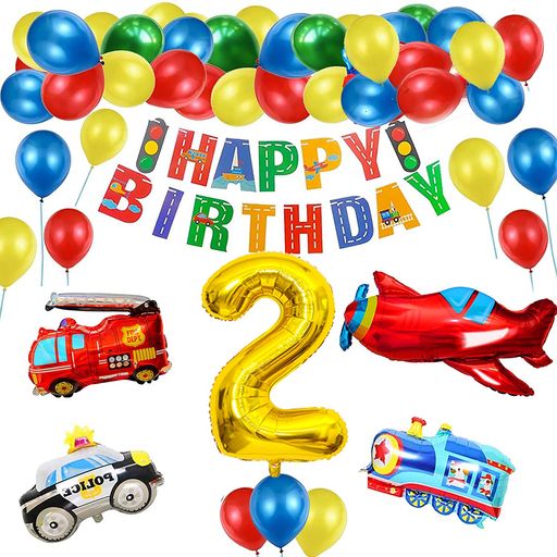 誕生日飾り付け数字バルーン男の子誕生日バルーン車バースデー飾りHappyBirthday風船装飾車男の子パー..