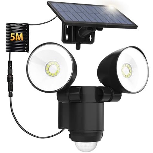 HAARAYソーラーライト屋外人感センサー2灯式防犯【光感度・点灯時間調整】高輝度2500ルーメンセンサー..