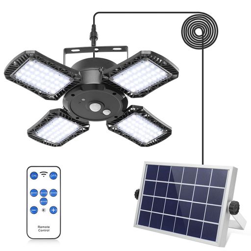 highydroLEDソーラーライト屋外防水4灯式分離型センサーライト四つ作業モード大容量電池4400mAhリモコ..