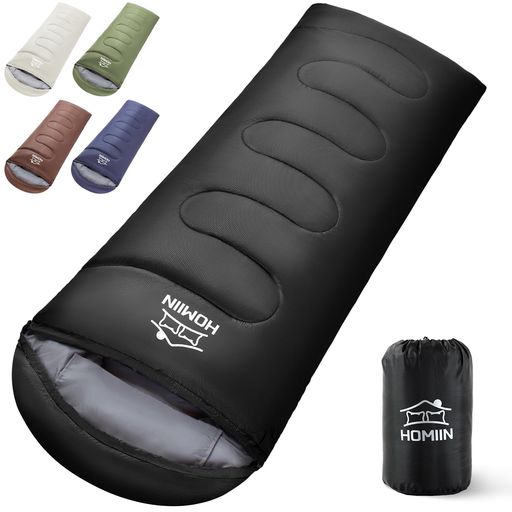 寝袋シュラフ冬用夏用封筒型Homiin軽量オールシーズン枕付きコンパクト1Kg1.4Kg1.8Kg保温耐寒防水快適温度-5°C-25°Cキャンプ車中泊来客用防災用避難用アウトドア登山簡単収納丸洗い可能