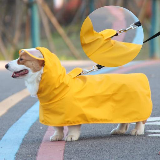 犬用レインコート犬ドッグカッパポンチョ梅雨対策透明帽子付き着脱簡単完全防水防雪防風通気軽量散歩用小型犬中型犬大型犬(L)ペットアクセサリー可愛い飾り