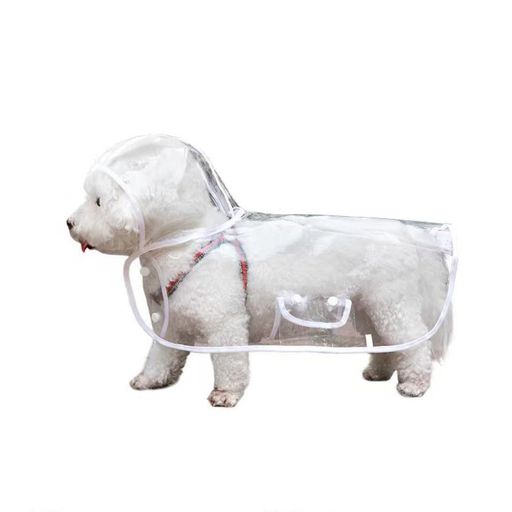 犬レインコートポンチョ犬服ペットレインコート中小型犬耐水性着脱簡単透明帽子付き梅雨風よけ寒さ対策散歩用ペットレインコート(S、M、Lサイズ)(ホワイトM)