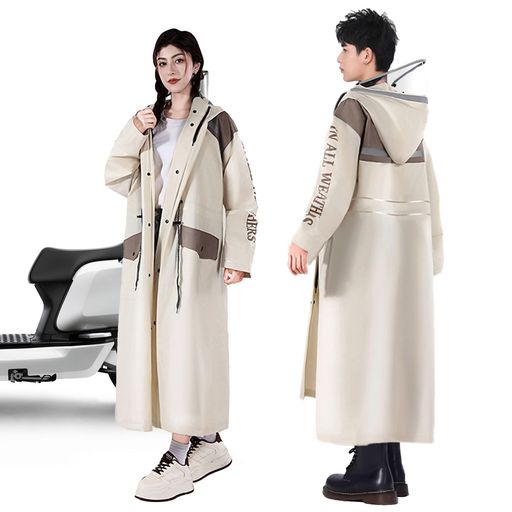 [SONGSONG]レインコート自転車【2025新設計カッパリュック対応/反射テープ】超軽量&速乾多機能防風防水レインウェア通勤通学男女兼用収納袋付き(ライトベージュXL(150-165cm))