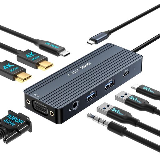 ACASISUSBCハブ(8-in-1TripleDisplay)ドッキングステーション3画面出力4KHDMIポート1080pVGAポート5Gbp..
