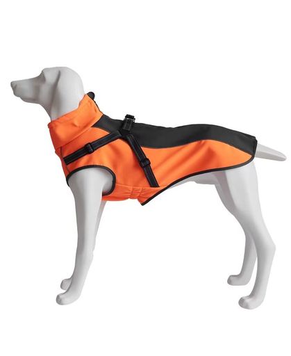 ASMPET犬服秋冬袖なし犬防寒服冬用背中開き犬服コート愛犬のお散歩犬ジャケット犬洋服防水犬の服ハーネス付き防風暖かい大型犬防寒着防雪オレンジXL(胴回り:86...