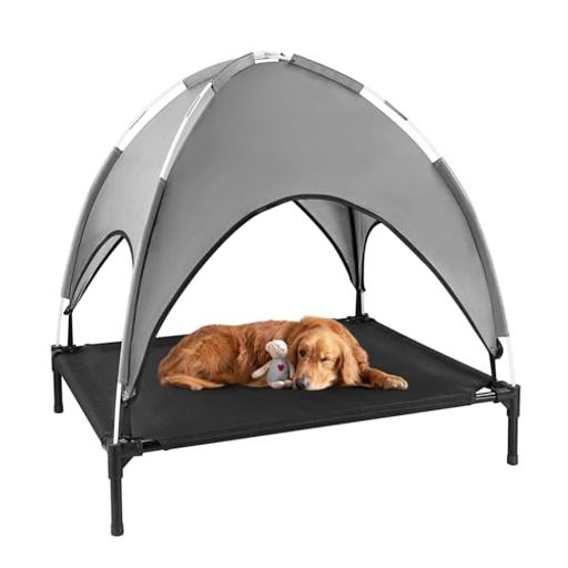 LPOTIUSドッグベッド脚付き犬コット猫犬兼用ペットテントオーニング付きペットコットメッシュ通気性熱中症対策ペットベッド犬用キャンプテントアウトドア犬ベッド大型犬中型犬小型犬…