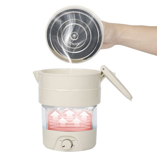 折りたためる電気ケトル100°C800ml国内・海外で使用可能携帯ポット電気ポット湯沸かし器コンパクト加熱 保温湯沸し器304ステンレスとシリコン空焚き防し機能沸騰時自動電源OFF2~3人用ベー…