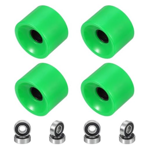 PATIKIL70mmスケートボードホイール1セット78A硬度ストリートホイールPUクルーザーホイール608RSベアリング付きスケートボード交換用緑