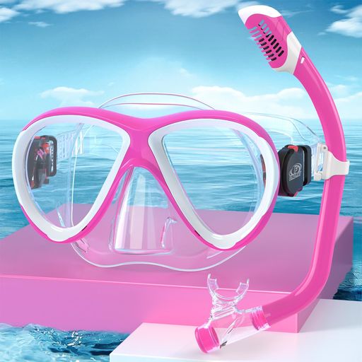 Findwayシュノーケル子供シュノーケリングシュノーケルマスクキッズ2点セット潜水メガネ水中メガネソフトシリコン強化ガラス製着脱簡単UVカット/曇り防止/水漏れ防止/抗菌初心者向けゴ…