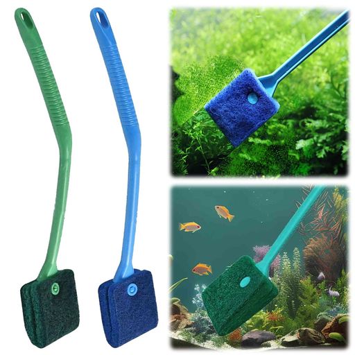Coollooda水槽クリーニングブラシ水槽ブラシ(2個セット)スポンジクリーナーアクアリウム掃除用品掃除魚タンクコケ取り長さ39cm(ブルー+グリーン)