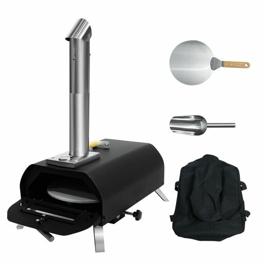 ピザ窯ピザ焼きバーベキューアウトドアキャンプオーブン家庭用防雨煙突内蔵温度計持ち運びやすいコンパクトハンドル付温度調整収納バッグ付炭火屋外グランピング移動式軽量
