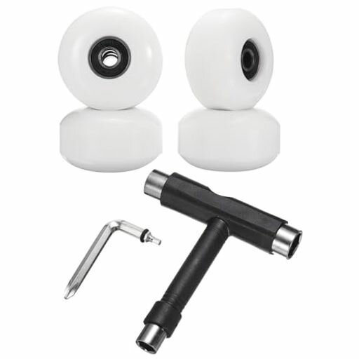 PATIKIL52mm95Aスケートボードホイール黒ベアリング付き4個セットストリートホイールスケートボードトリッククルーザーホイール交換用ホワイト