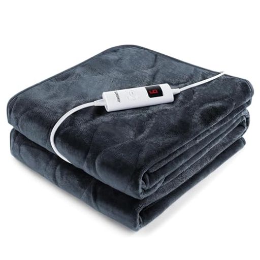 電気毛布掛け電気ひざ掛け1-9時間タイマー6段階温度調整152x127cm電気ブランケットフランネルシングル厚手省エネ丸洗い過熱保護PSE認証済み暖房器具冬ギフトブルーグレー