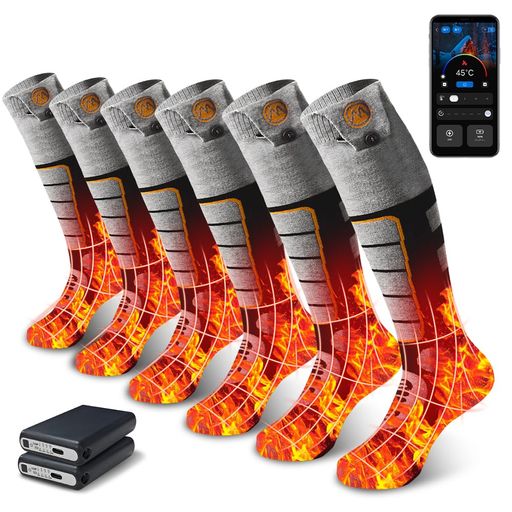 【3足/2足/1足入り】電熱ソックス自動接続つま先発熱対応45-75°C温度調節2個8000mAhバッテリー2つの制..