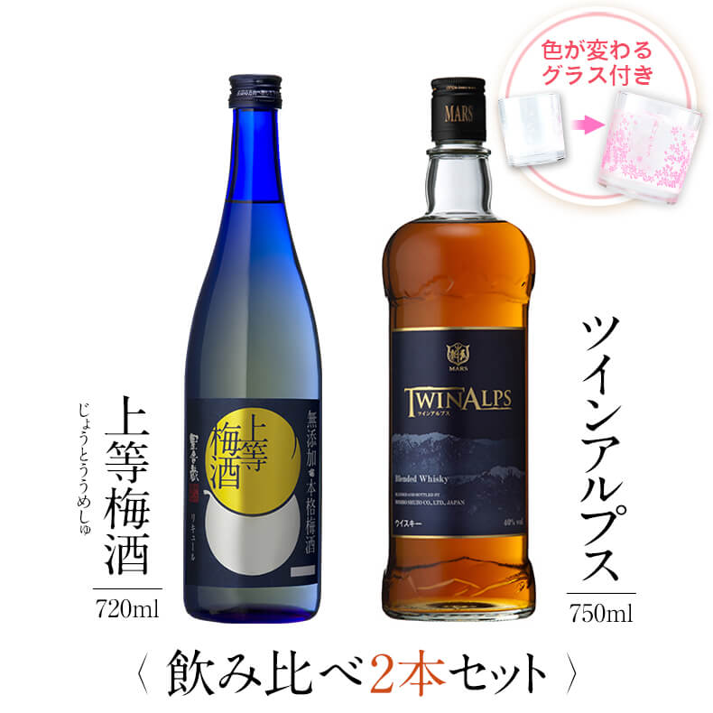 焼酎 飲み比べ グラス 付き 2本 セット 上等梅酒 TWIN ALPS ツインアルプス 芋 芋焼酎 酒 お酒 高級 男性 父の日 ギ…