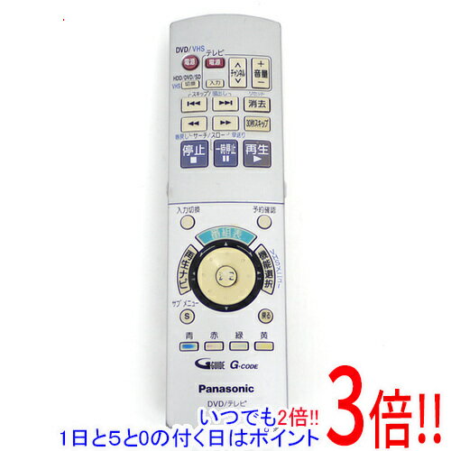 【いつでも2倍！1日と5.0のつく日、18日は3倍！】【中古】Panasonic DVDビデオレコーダー用リモコン EUR7655Y40