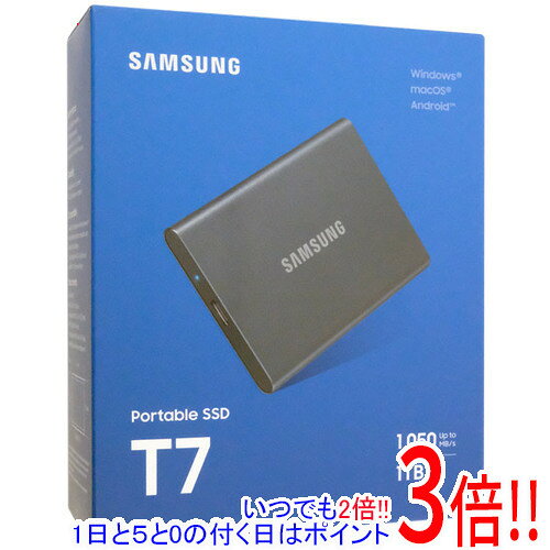 【いつでも2倍！1日と5.0のつく日、18日は3倍！】【中古】SAMSUNG ポータブルSSD T7 MU-PC1T0T-IT/A 1TB グレー 展示品