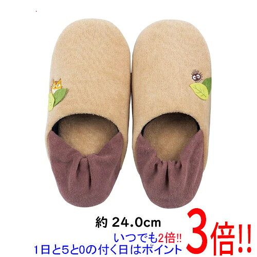 【新品(開封のみ)】 センコー 包み込まれるような履き心地のスリッパ となりのトトロ おさんぽネコバス 約24.0cm 64850 ベージュ