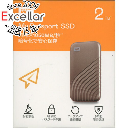 【いつでも2倍!5.0のつく日、18日は3倍!】Western Digital製 外付けポータブルSSD My Passport SSD WDBAGF0020BGD-JESN ゴールド 2TB