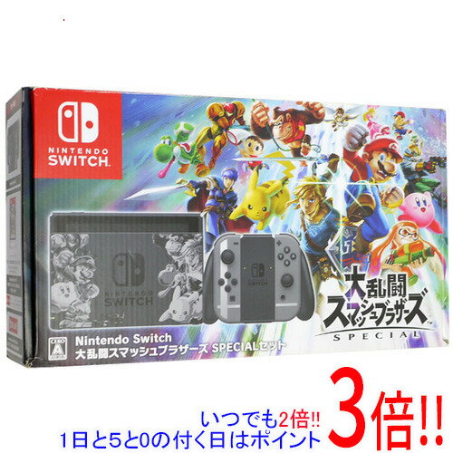 商品名【中古】任天堂 Nintendo Switch 大乱闘スマッシュブラザーズ SPECIALセット 液晶画面いたみ 元箱あり商品状態動作確認済みの中古品です。※本体初期化済みですので、Nintendo Switchソフト「大乱闘スマッシュブラザーズ SPECIAL」ダウンロード版ソフトは、消去されています。※液晶画面に日焼けが見られます。※中古品ですので、傷、汚れ等がございます。ご理解の上、ご検討お願いします。商品説明・大画面で楽しむ「TVモード」、画面をシェアする「テーブルモード」、ディスプレイを持ち歩く「携帯モード」の3つのプレイモードを備える。・「Nintendo Switch」本体を持ち寄れば、最大8台までローカル通信でつながって、対戦や協力などのマルチプレイが楽しめる。商品名Nintendo Switch 大乱闘スマッシュブラザーズ SPECIALセット型番HAC-S-KAELJ仕様[スペック]タイプ 据え置き/携帯ゲーム機ストレージ容量 32GB入出力端子 USB Type-C端子 x1/ヘッドホンマイク端子×1/microSD・microSDHC・microSDXCメモリーカードx1ディスプレイサイズ 6.2インチオンライン対応 ○特別仕様 ○[サイズ・重量]サイズ 縦102mm×横239mm×厚さ13.9mm(Joy-Con取り付け時)※最大の厚さは28.4mm重量 約297g(Joy-Con取り付け時：約398g)[カラー]カラー グレー系付属品※画像に写っているものがすべてです。ご確認のうえご検討ください。その他※掲載画像は代表画像です。実際の商品と細部が異なる場合がございますので、商品状態につきましては表記の内容をご確認ください。※返品についてはこちらをご覧ください。　