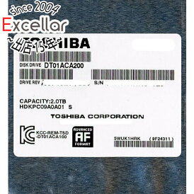 【いつでも2倍!5.0のつく日、18日は3倍!】【中古】TOSHIBA製HDD DT01ACA200 2TB SATA600 7200 100〜200時間以内