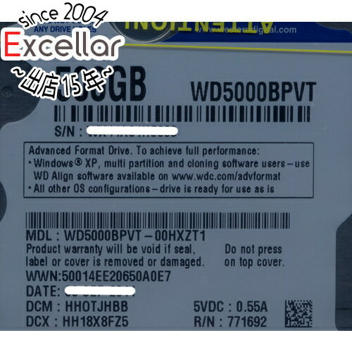 ڤĤǤ2ܡ5.0ΤĤ183ܡۡšWesternDigital HDD 2.5inch WD5000BPVT 500G...