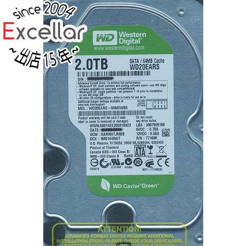 【いつでも2倍！5．0のつく日は3倍！1日も18日も3倍！】Western Digital製HDD WD20EARS 2TB SATA300