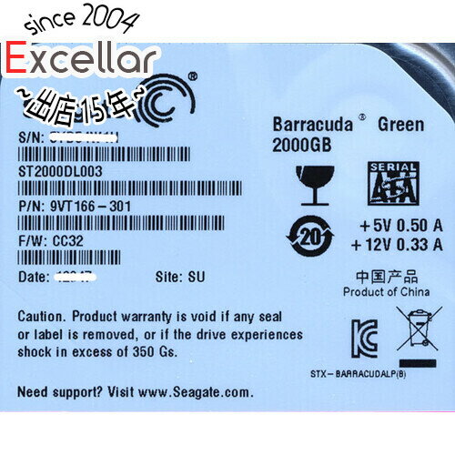 ڤĤǤ2ܡ5.0ΤĤ183ܡSEAGATEHDD ST2000DL003 2TB SATA600 5900