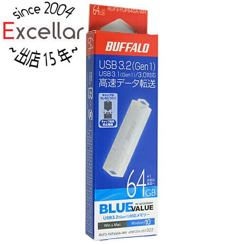 ył2{I5D0̂3{I1183{IzBUFFALO USB3.0p USB[ RUF3-YUF64GA-WH 64GB zCg