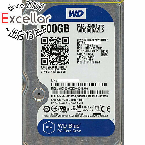 【いつでも2倍！5．0のつく日は3倍！1日も18日も3倍！】【中古】Western Digital製HDD WD5000AZLX 500GB SATA600 5000～6000時間以内