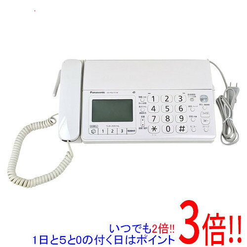 商品名【中古】Panasonic 普通紙ファクス KX-PD215-W 本体のみ商品状態動作確認済みの中古品です。※中古品のため、使用感や傷、汚れ等がある場合がございます。型番KX-PD215-W仕様[基本仕様]電話機能 ○スキャナタイプ 本体記録紙サイズ A4読取紙サイズ A4[電話機能]受話器タイプ コードレス画面仕様 親機：3.5型/親機：カナ/親機：ホワイトバックライト液晶留守電 ○ナンバーディスプレイ ○迷惑電話対策機能 ○DECT方式 ○[親機]親機質量 2400 g親機寸法(幅x高さx奥行き) 296x86x191 mm親機電話帳登録数 150 件親機短縮登録数 3 件[その他機能]コピー機能 ○付属品※付属品なし。本体のみとなります。ご確認後、ご検討お願い致します。その他※掲載画像は代表画像です。実際の商品と細部が異なる場合がございますので、商品状態につきましては表記の内容をご確認ください。※返品についてはこちらをご覧ください。　