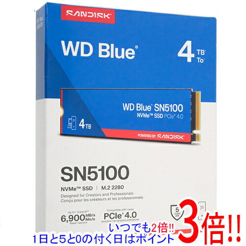 【いつでも2倍！1日と5.0のつく日、18日は3倍！】Sandisk WD Blue SN5100 NVMe SSD WDS400T5B0E 4TB
