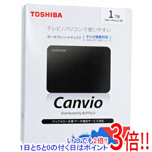 【延長保証対応!!】TOSHIBA PortableHD CANVIO HD-TPA1U3-B ブラック 1TB