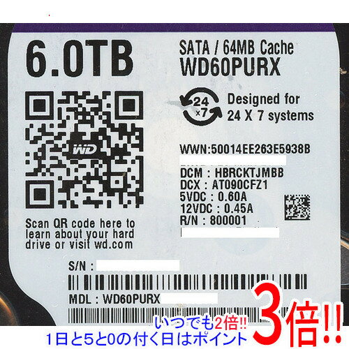 【いつでも2倍！1日と5.0のつく日、18日は3倍！】Western Digital製HDD WD60PURX 6TB SATA600