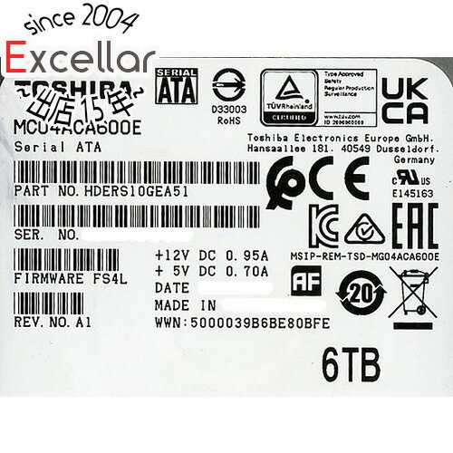 【いつでも2倍!5.0のつく日、18日は3倍!】【中古】TOSHIBA製HDD MC04ACA600E 6TB SATA600 7200 6000〜7000時間以内 【いつでも2倍!5.0のつく日、18日は3倍!】【中古】TOSHIBA製HDD MC04ACA600E 6TB SATA600 7200 6000〜7000時間以内