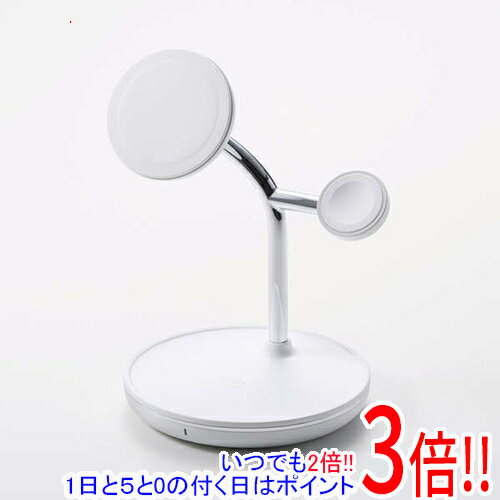 【いつでも2倍！1日と5.0のつく日、18日は3倍！】ELECOM 3in1ワイヤレス充電スタンドwith MagSafe(15W+5W＋AppleWatch) W-MS07WH ホワイト