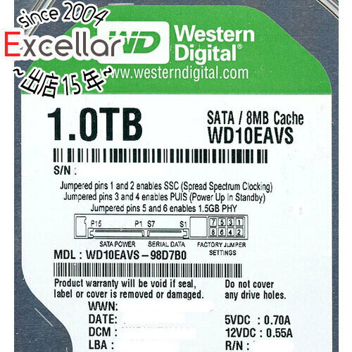 ڤĤǤ2ܡ50ΤĤ3ܡ1183ܡWestern DigitalHDD WD10EAVS 1TB SATA300