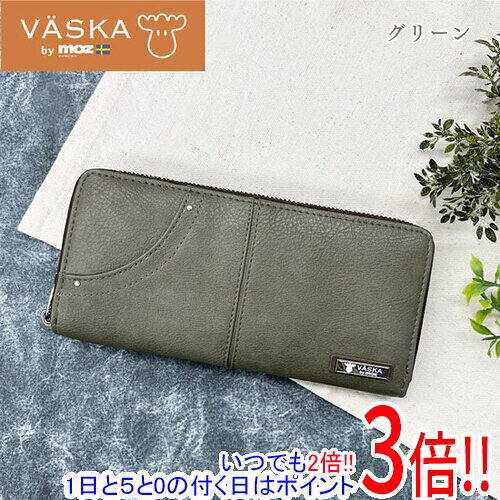 長夾（無放零錢處） - 【いつでも2倍！1日と5.0のつく日、18日は3倍！】【新品(開封のみ)】 VASKA by moz フレッツ ラウンドファスナー長財布 VS-0421 グリーン