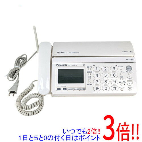 商品名【中古】Panasonic 普通紙ファクス 親機のみ KX-PW320-W 本体のみ商品状態動作確認済みの中古品です。※中古品のため、使用感や傷、汚れ等がある場合がございます。型番KX-PW320-W仕様[基本仕様]電話機能 ○スキャナタイプ 本体記録紙サイズ A4読取紙サイズ A4[その他機能]コピー機能 ○付属品※子機はありません。※付属品なし。本体のみとなります。ご確認後、ご検討お願い致します。その他※掲載画像は代表画像です。実際の商品と細部が異なる場合がございますので、商品状態につきましては表記の内容をご確認ください。※返品についてはこちらをご覧ください。　