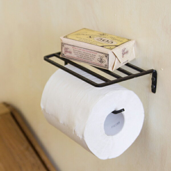 アイアン トイレットペーパーホルダー ブラック TE546 シンプル おしゃれ シェルフ付き アクシス