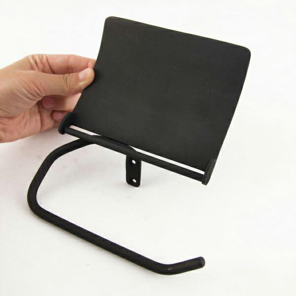 ペーパーホルダーブラック ブラス PH130BK 真鍮 シンプル おしゃれ 紙押さえフタ付き マットブラック塗装 アクシス