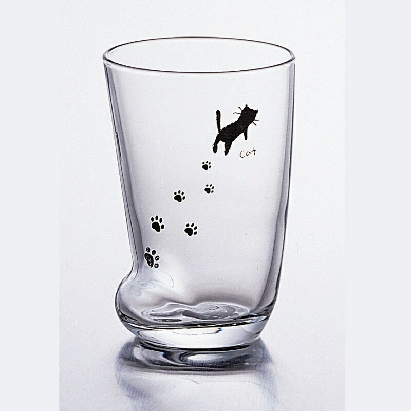 足あとグラス Mサイズ 黒猫 あしあと 300ml アデリア 肉球 こども 6208 ここねこ ココネコのサムネイル